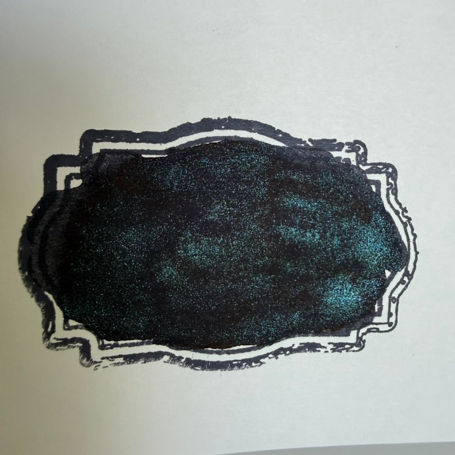 Swatch of Wearingeul Hades showing its deep black fountain pen ink color