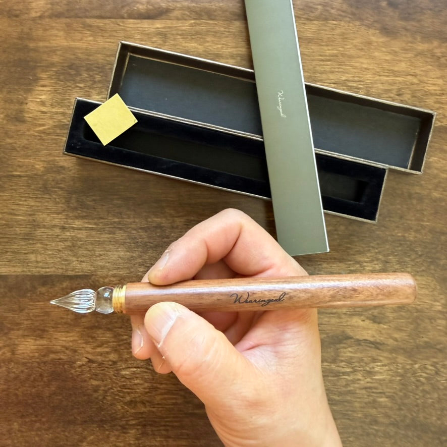 Wearingeul Modular Glass Dip Pen with included nib-smoothing abrasive paper