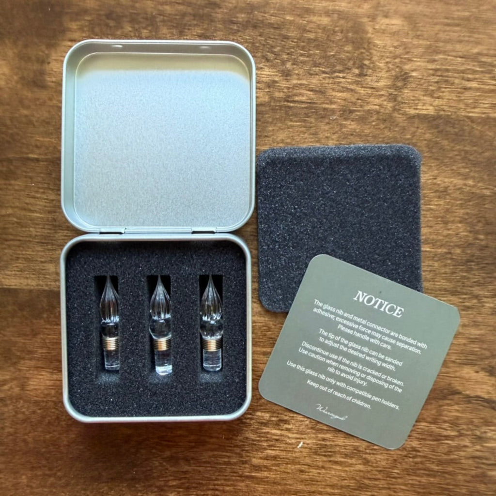 Wearingeul Modular Glass Pen replacement nib set with storage tin and instructions