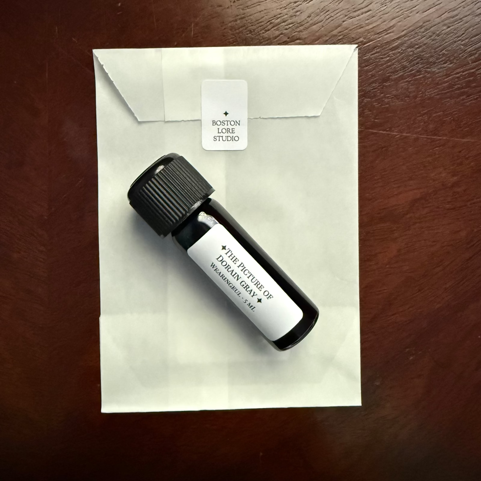 Wearingeul The Picture of Dorian Gray 5 mL Archive Bottle with Boston Lore Studio glassine packaging