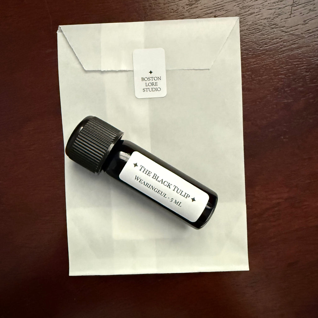 Wearingeul The Black Tulip 5 mL Archive Bottle with Boston Lore Studio glassine envelope