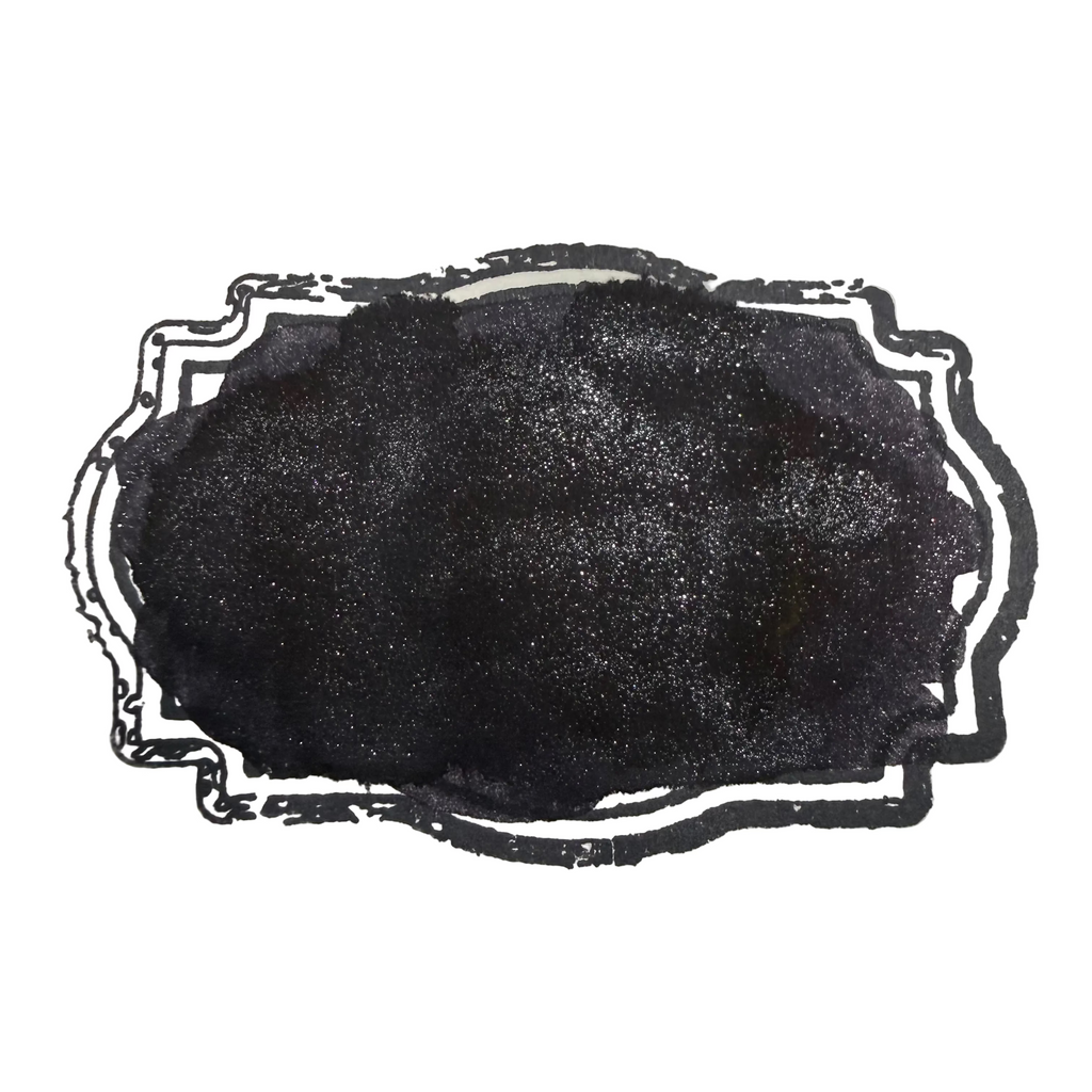Boston Lore Studio swatch of Wearingeul The Black Tulip fountain pen ink showing near-black violet ink