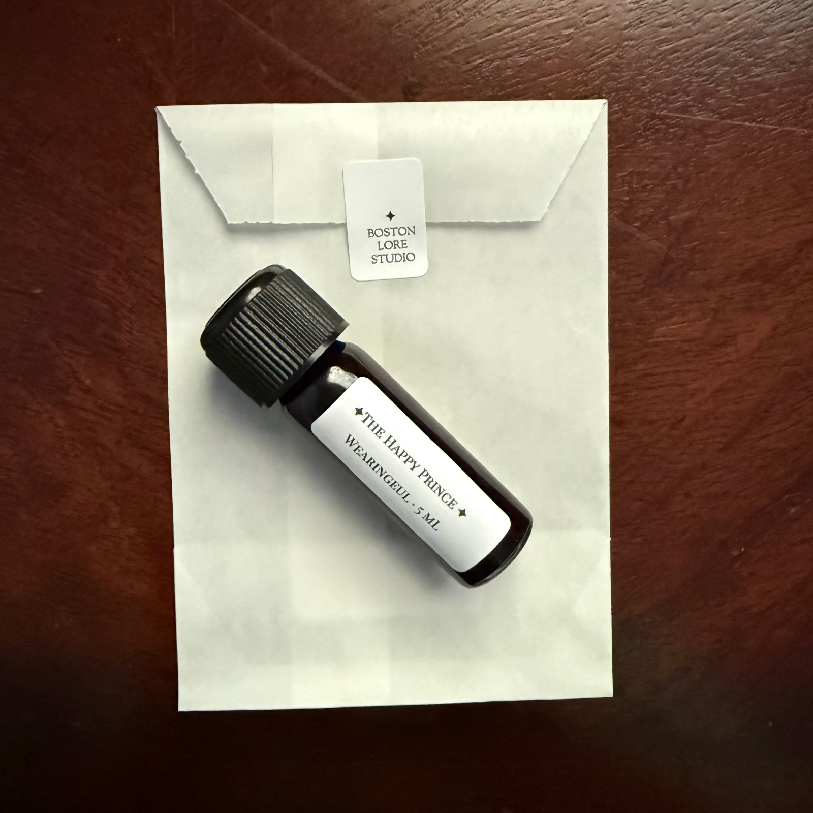 Wearingeul The Happy Prince 5 mL Archive Bottle with Boston Lore Studio glassine packaging
