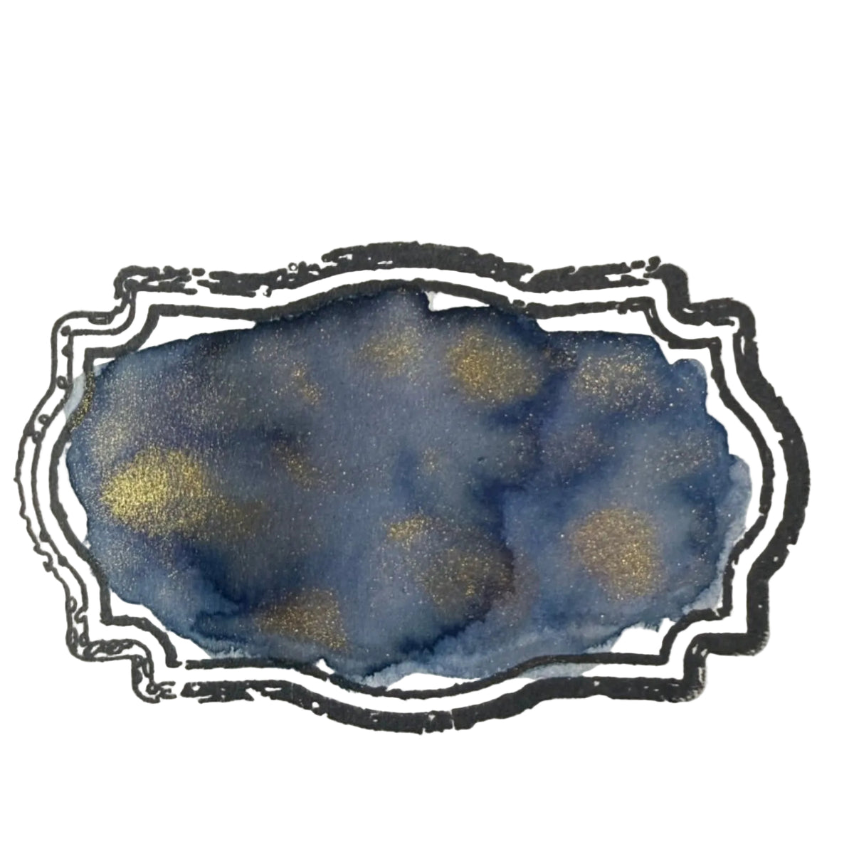 Boston Lore Studio swatch of Wearingeul The Happy Prince fountain pen ink showing blue ink with gold shimmer