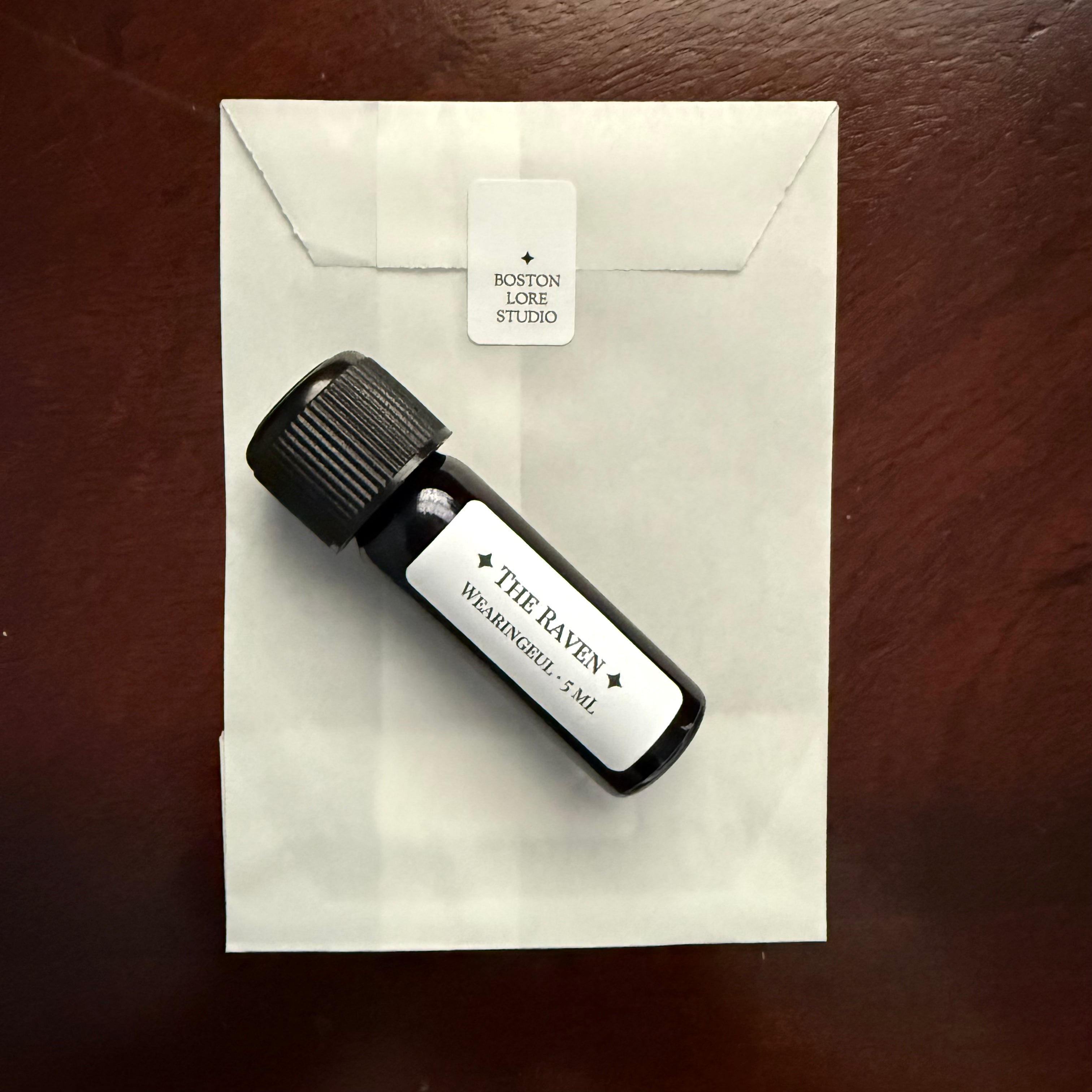 Wearingeul The Raven 5 mL Archive Bottle with Boston Lore Studio glassine envelope