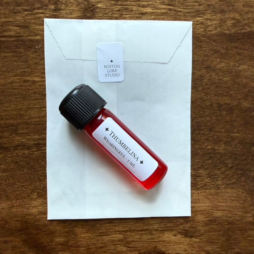 Wearingeul Thumbelina 5 mL Archive Bottle presented in a labeled glassine envelope