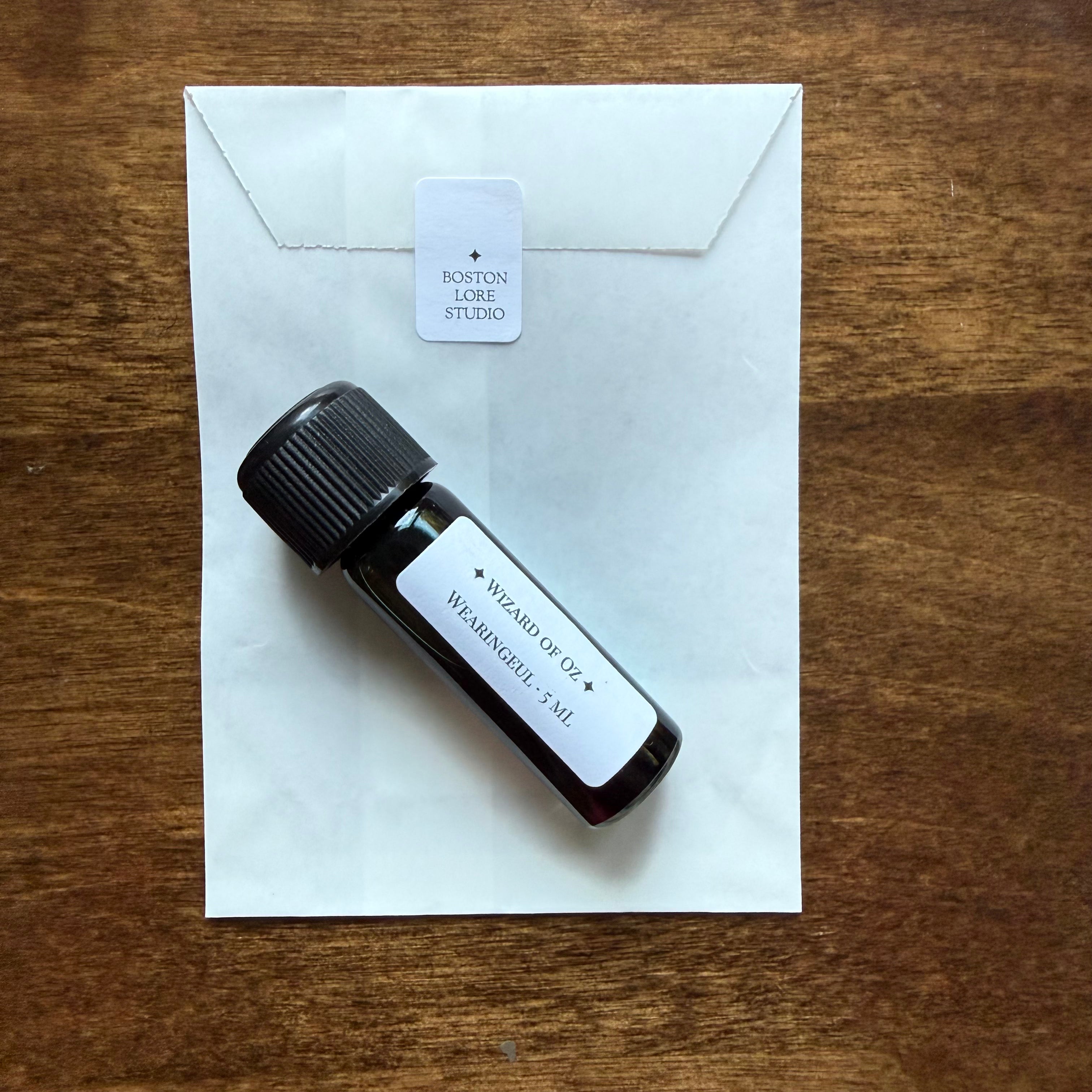 Wearingeul The Wonderful Wizard of Oz 5 mL Archive Bottle with Boston Lore Studio glassine envelope
